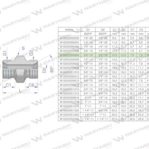 Złączka hydrauliczna calowa bb 3/8" bsp waryński 10szt