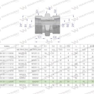 Złączka hydrauliczna metryczna bb m45x2 35l xg waryński