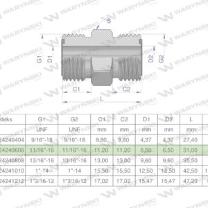 Złączka hydrauliczna calowa bb 11/16" orfs unf waryński 2szt