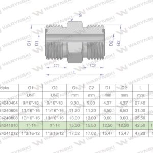 Złączka hydrauliczna calowa bb 1" orfs unf waryński