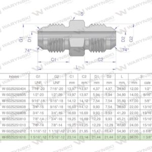 Złączka hydrauliczna calowa bb 1 5/16" unf jic waryński