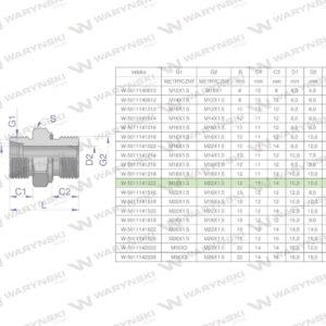 Przyłączka hydrauliczna metryczna bb xge m18x1.5 12lxm22x1.5 ed waryński 10szt