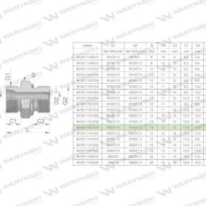 Przyłączka hydrauliczna metryczna bb xge m22x1.5 15lxm18x1.5 ed waryński 10szt