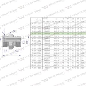 Przyłączka hydrauliczna metryczna bb xge m16x1.5 10lxm16x1.5 ed waryński 5szt