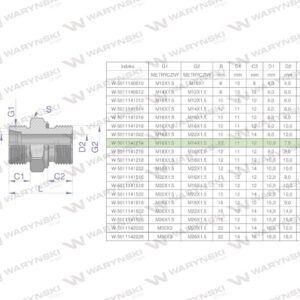 Przyłączka hydrauliczna metryczna bb xge m18x1.5 12lxm14x1.5 ed waryński 5szt