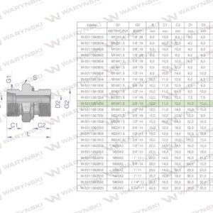 Przyłączka hydrauliczna bb xge m18x1.5 12lx3/8" bsp ed waryński 10szt