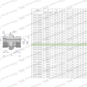 Przyłączka hydrauliczna bb xge m18x1.5 12lx1/2" bsp ed waryński 10szt