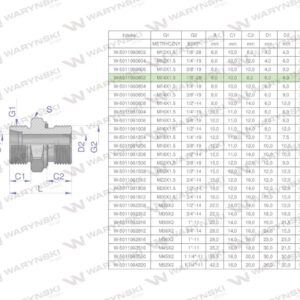 Przyłączka hydrauliczna bb xge m14x1.5 08lx1/8" bsp ed waryński 5szt
