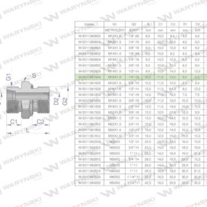 Przyłączka hydrauliczna bb xge m16x1.5 10lx1/4" bsp ed waryński 5szt