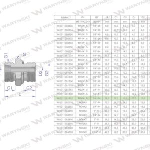 Przyłączka hydrauliczna bb xge m26x1.5 18lx3/4" bsp ed waryński 2szt
