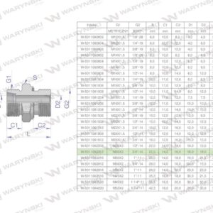 Przyłączka hydrauliczna bb xge m30x2 22lx3/4" bsp ed waryński 2szt