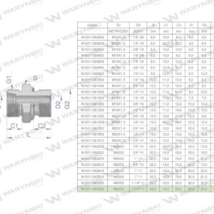 Przyłączka hydrauliczna bb xge m52x2 42lx1 1/4" bsp ed waryński