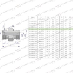 Przyłączka hydrauliczna odmiana ciężka xge bb m18x1.5 10sx3/8" bsp ed waryński 5szt