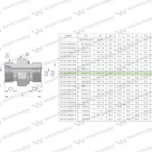 Przyłączka hydrauliczna odmiana ciężka xge bb m20x1.5 12sx3/8" bsp ed waryński 5szt