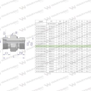 Przyłączka hydrauliczna odmiana ciężka xge bb m20x1.5 12sx1/2" bsp ed waryński 5szt