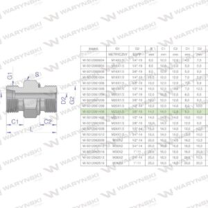 Przyłączka hydrauliczna odmiana ciężka xge bb m22x1.5 14sx3/8" bsp ed waryński 5szt