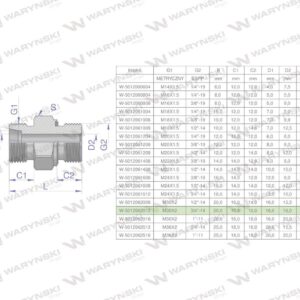 Przyłączka hydrauliczna odmiana ciężka xge bb m30x2 20sx3/4" bsp ed waryński 2szt