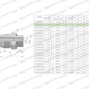 Przyłączka hydrauliczna bb 7/16"unf jic)xm12x1.5 xge waryński 2szt