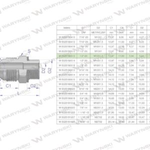 Przyłączka hydrauliczna bb 1/2"unf jic)xm12x1.5 xge waryński 2szt