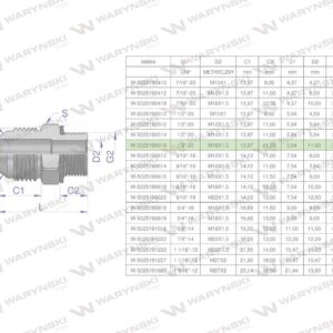 Przyłączka hydrauliczna bb 1/2"unf jic)xm18x1.5 xge waryński 2szt