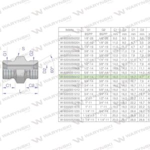 Złączka hydrauliczna redukcyjna calowa bb 1/4"x3/4" bsp waryński 2szt