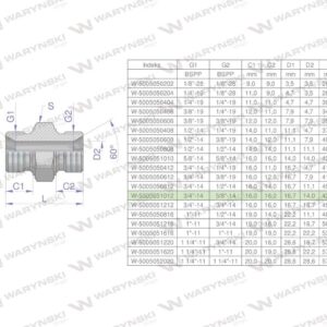 Złączka hydrauliczna redukcyjna calowa bb 5/8"x3/4" bsp waryński