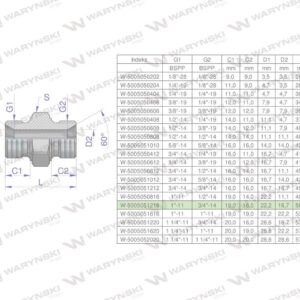Złączka hydrauliczna redukcyjna calowa bb 3/4"x1" bsp waryński 2szt