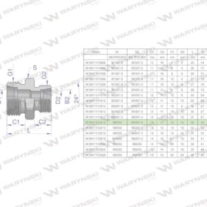 Złączka hydrauliczna redukcyjna metryczna bb m30x2 22l m18x1.5 12l xg waryński