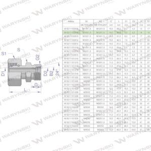 Złączka hydrauliczna metryczna ab xkor a-m16x1.5 10l b-m12x1.5 06l waryński 2szt