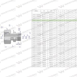 Złączka hydrauliczna metryczna ab xkor a-m18x1.5 12l b-m12x1.5 06l waryński 2szt