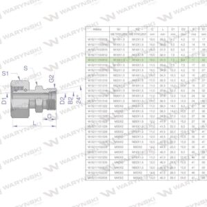 Złączka hydrauliczna metryczna ab xkor a-m18x1.5 12l b-m14x1.5 08l waryński 2szt