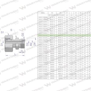Złączka hydrauliczna metryczna ab xkor a-m22x1.5 15l b-m16x1.5 10l waryński 5szt