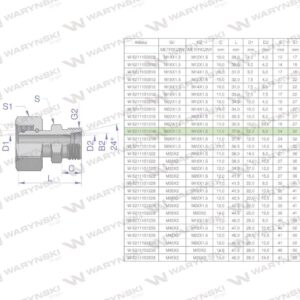 Złączka hydrauliczna metryczna ab xkor a-m26x1.5 18l b-m16x1.5 10l waryński