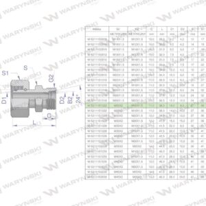 Złączka hydrauliczna metryczna ab xkor a-m30x2 22l b-m16x1.5 10l waryński