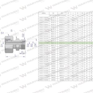 Złączka hydrauliczna metryczna ab xkor a-m26x1.5 18l b-m18x1.5 12l waryński