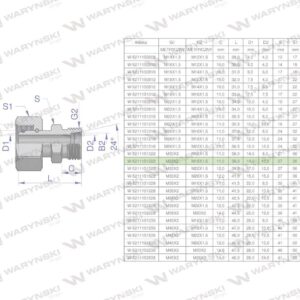Złączka hydrauliczna metryczna ab xkor a-m30x2 22l b-m18x1.5 12l waryński