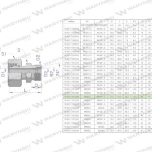 Złączka hydrauliczna metryczna ab xkor a-m36x2 28l b-m18x1.5 12l waryński