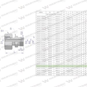 Złączka hydrauliczna metryczna ab xkor a-m45x2 35l b-m18x1.5 12l waryński
