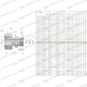 Złączka hydrauliczna metryczna ab xkor a-m26x1.5 18l b-m22x1.5 15l waryński 2szt