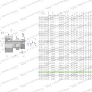 Złączka hydrauliczna metryczna ab xkor a-m45x2 35l b-m22x1.5 15l waryński