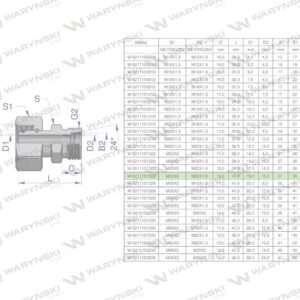 Złączka hydrauliczna metryczna ab xkor a-m30x2 22l b-m26x1.5 18l waryński