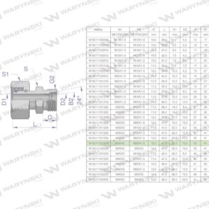 Złączka hydrauliczna metryczna ab xkor a-m36x2 28l b-m26x1.5 18l waryński