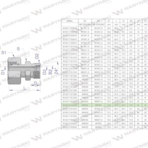 Złączka hydrauliczna metryczna ab xkor a-m36x2 28l b-m30x2 22l waryński