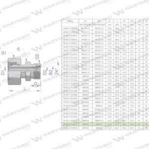Złączka hydrauliczna metryczna ab xkor a-m45x2 35l b-m30x2 22l waryński