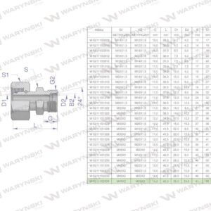 Złączka hydrauliczna metryczna ab xkor a-m45x2 35l b-m36x2 22l waryński