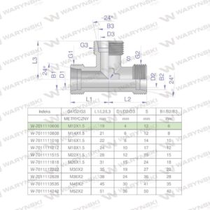 Trójnik hydrauliczny metryczny bbb m12x1.5 06l xt waryński 2szt