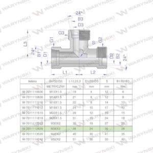 Trójnik hydrauliczny metryczny bbb m36x2 28l xt waryński