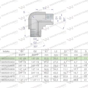 Kolanko hydrauliczne calowe bb 1/8" bsp xw waryński 2szt