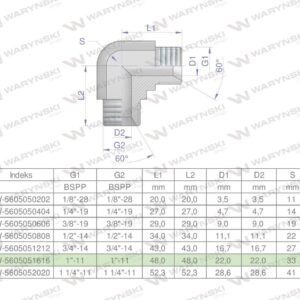Kolanko hydrauliczne calowe bb 1" bsp xw waryński