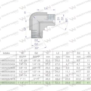 Kolanko hydrauliczne calowe bb 1 1/4" bsp xw waryński